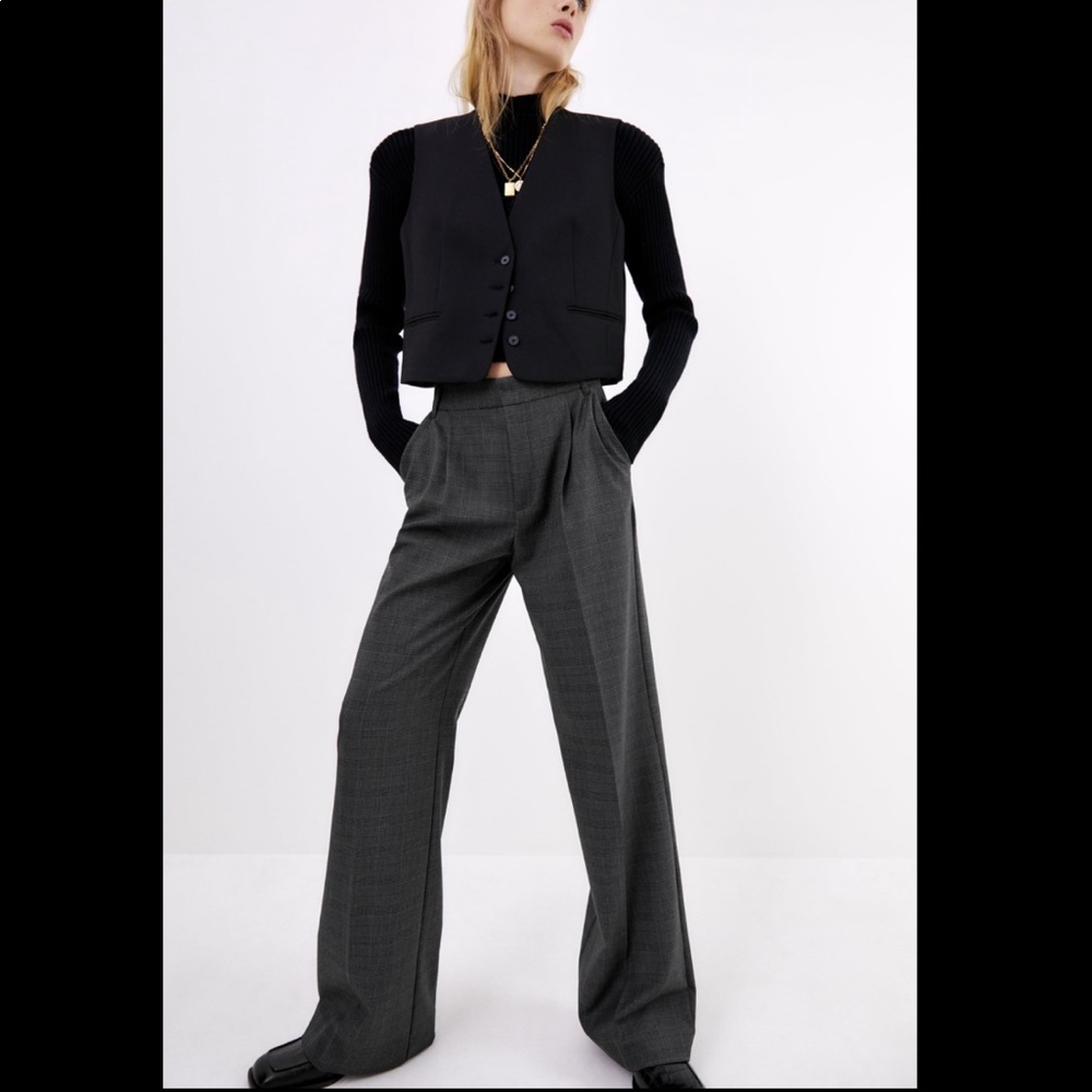 NWT Zara Cropped Dad Pants Gray